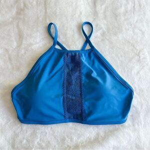 Aerie Blue High Neck Swimsuit Top Women's Size Large